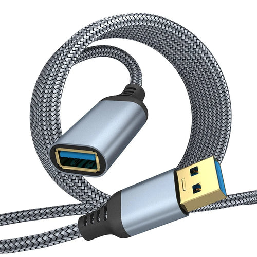 2m USB 3.0 Male to Female 5Gbps Data Cable Nylon Braided Extension Cord - Grey - 1