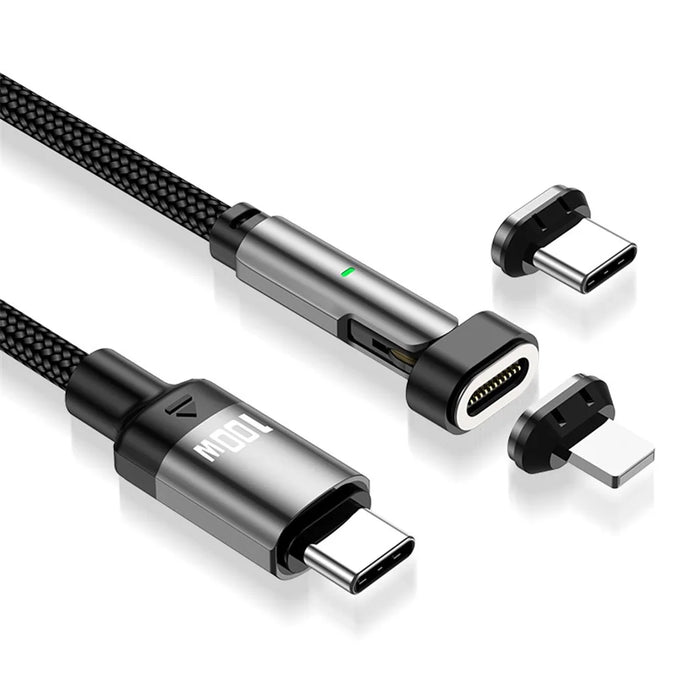 ENKAY 2m 180 Degree Rotation USB-C to Type C / iP 2-in-1 PD 100W / 27W Magnetic Charging Cable - 1
