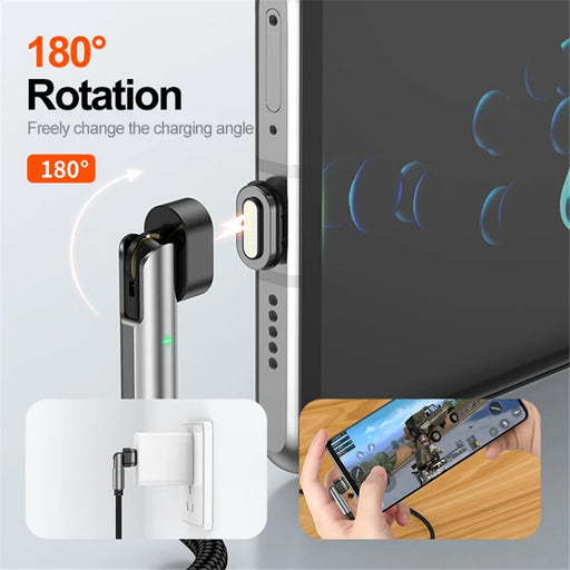 ENKAY 2m 180 Degree Rotation USB-C to Type C / iP 2-in-1 PD 100W / 27W Magnetic Charging Cable - 2