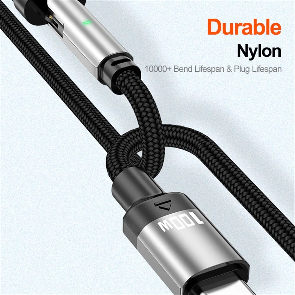 ENKAY 1m USB-C to Type C / iP 2-in-1 PD 100W / 27W 180 Degree Rotation Magnetic Charging Cable - 7