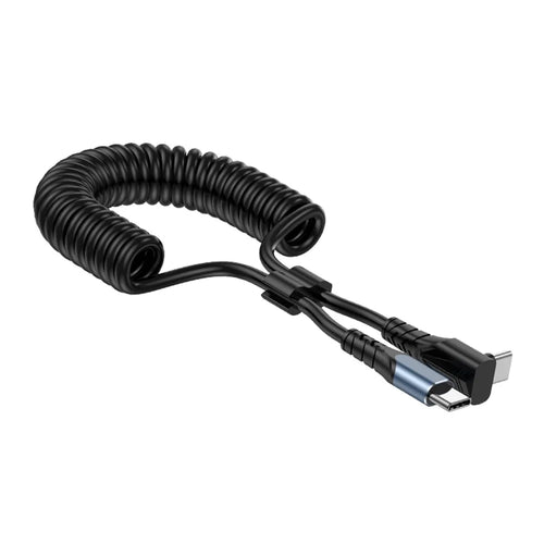 For iPhone 15 Series 1.5m Type-C to Type-C TPU Cable Scalable Spring Elbow PD 60W 480Mbps Sync Charging and Data Cord - 1