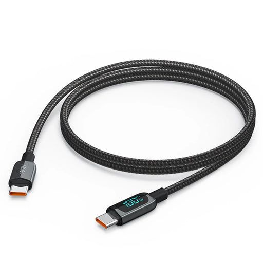 CABLECREATION CC1215 for iPhone 15 Series 2m Digital Display Type-C to Type-C Fast Charger PD 100W Nylon Braided Data Cord - 1