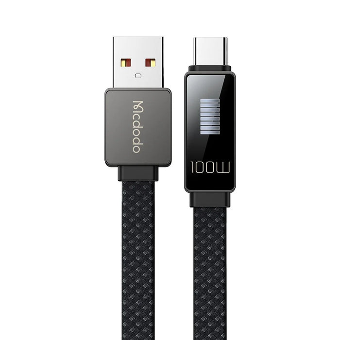 MCDODO CA-4980 MDD Rhythm Series for iPhone 15 Series 1.2m PD 100W USB to Type-C Data Cable with 9-level Light Display - Black - 1