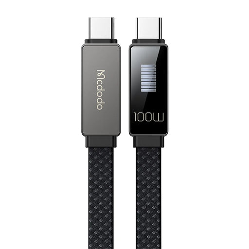 MCDODO CA-4470 Rhythm Series for iPhone 15 Series 1.2m PD 100W Type-C to Type-C Data Cable with 9-level Light Display, Black - 1