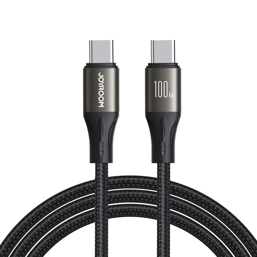 JOYROOM SA25-CC5 1.2m Light-Speed Series for iPhone 16-15 Series PD 100W Fast Charging Type-C to Type-C Data Cable - Black - 1