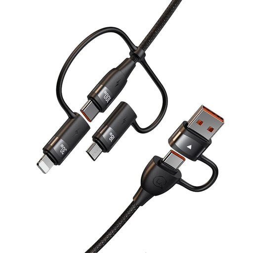 USAMS US-SJ645 U85 USB-A to Type-C to Type-C+8Pin+Micro 6 in 1 PD 100W Fast Charging Cable 1.2m Aluminium Alloy Data Cord - Purple - 2
