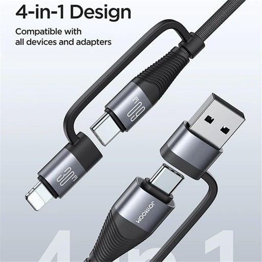 JOYROOM SA37-2T2 Multi-Function Series for iPhone 16-15 Series USB-A+Type-C to 8Pin+Type-C 60W 4 in 1 Fast Charging Cable Data Cord, 1.2m - 2