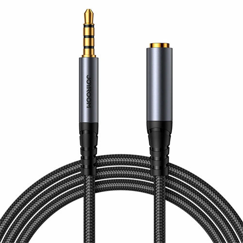 JOYROOM SY-A09 1.2m 3.5mm Male to Female Audio Cable Nylon Braided AUX Audio Extension Cable - Black - 1