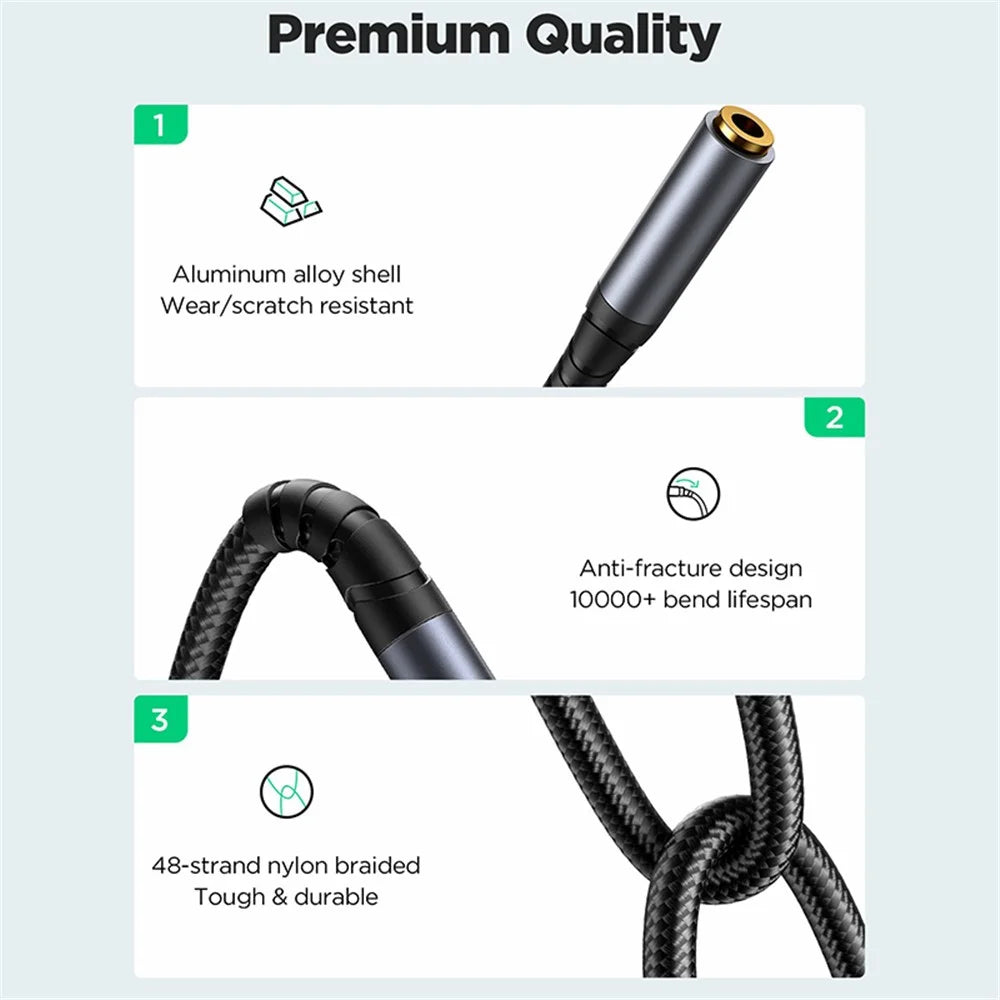 JOYROOM SY-A09 1.2m 3.5mm Male to Female Audio Cable Nylon Braided AUX Audio Extension Cable - Black - 7