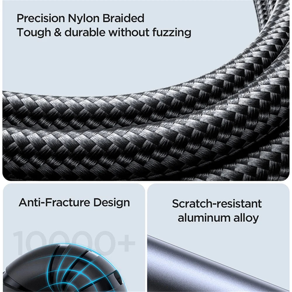 JOYROOM SY-A08 1.2m 3.5mm Male to Male Nylon Braided Cable Stereo Sound AUX Audio Cable - Black - 4