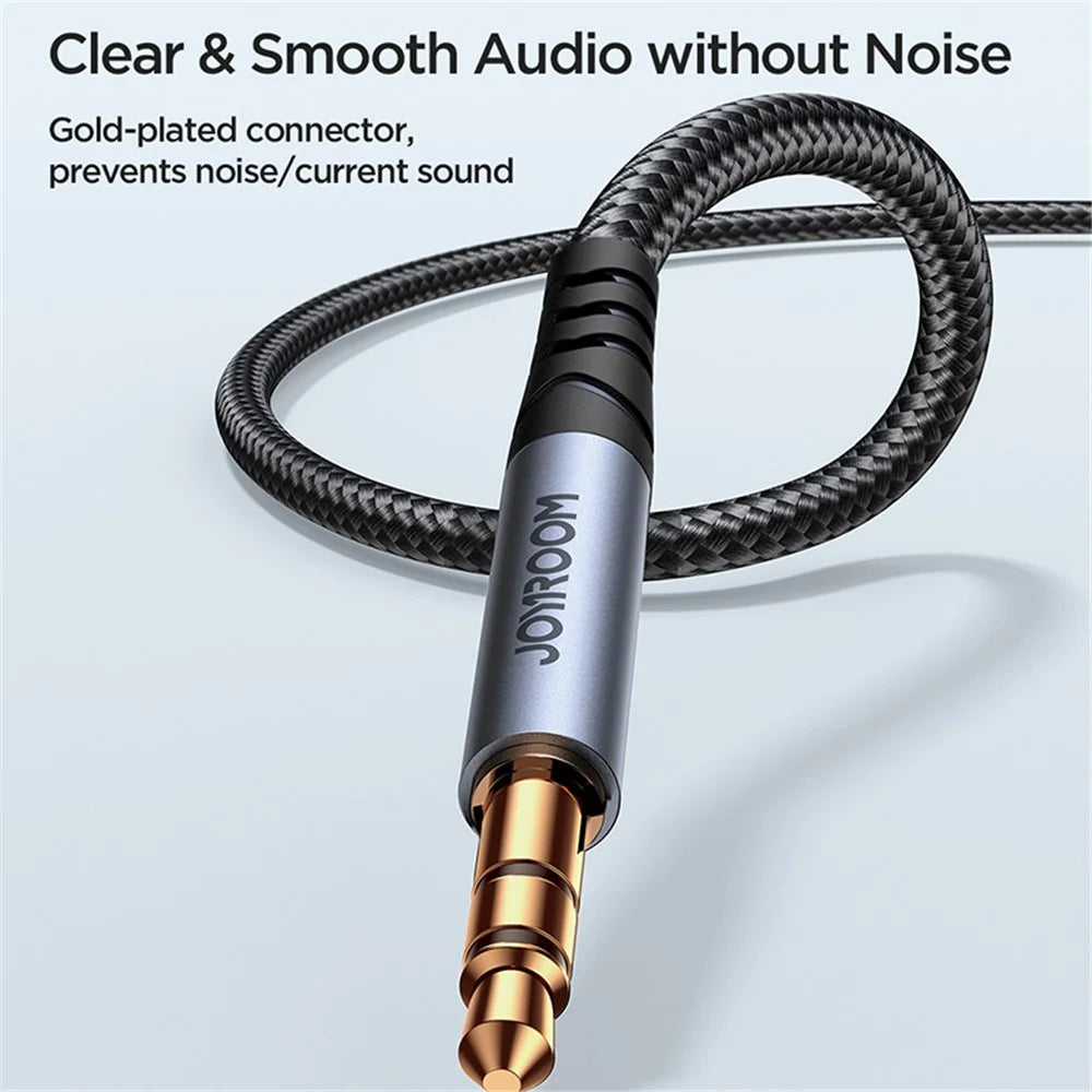 JOYROOM SY-A08 1.2m 3.5mm Male to Male Nylon Braided Cable Stereo Sound AUX Audio Cable - Black - 5