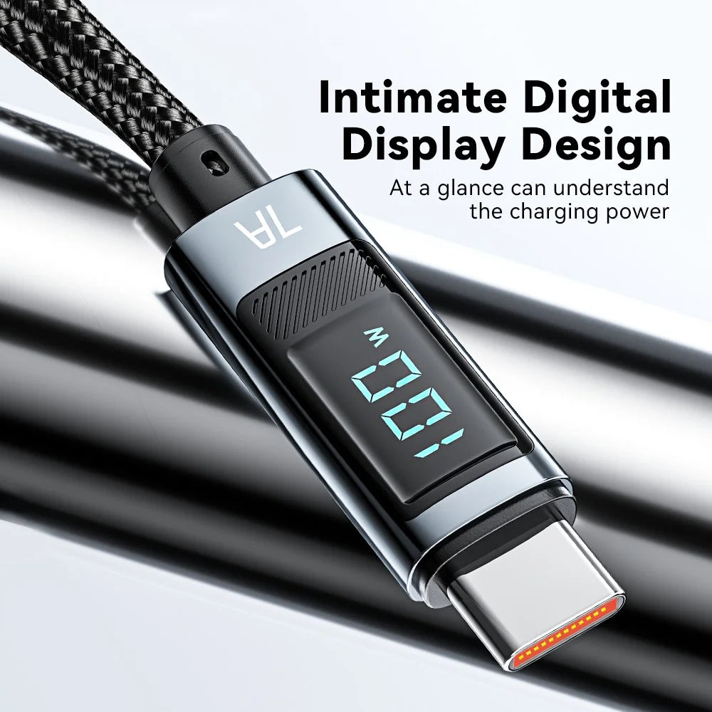 ESSAGER 1m 7A Super Charge Data Cable USB-A to Type-C Charging Cable with Digital Display - 6
