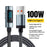ESSAGER 1m Elbow 7A 100W High Power Charging Data Cable Digital Display USB-A to Type-C Charging Cable - 2