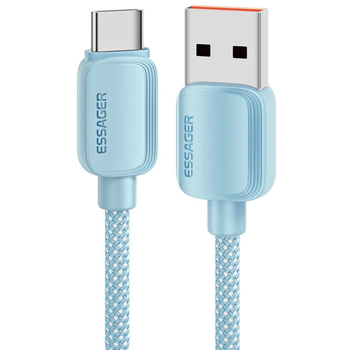 ESSAGER 2m A-C 7A 100W USB-A to Type-C Cable Fast Charging Data Cord - Blue - 1