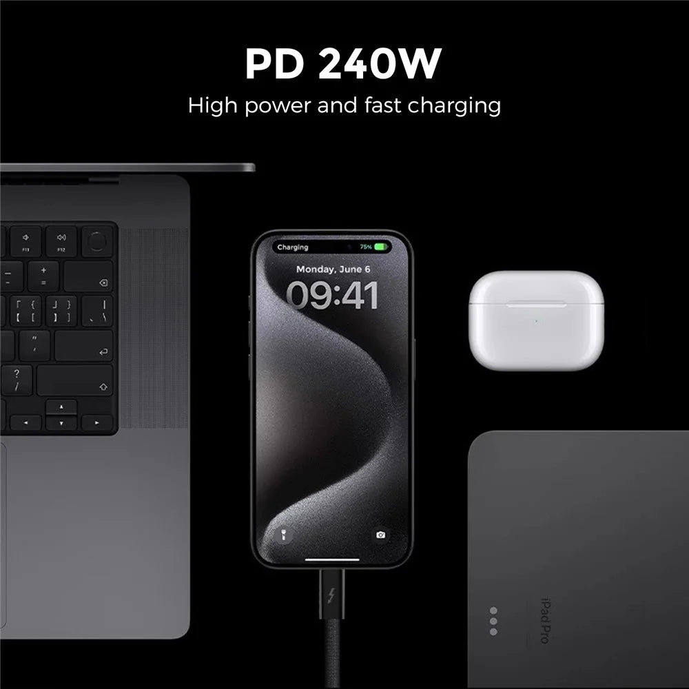 AHASTYLE XC03 1m USB-C Cable 240W Fast Charging Cord 40Gbps High Speed Data Cable Support 8K 60Hz - 4