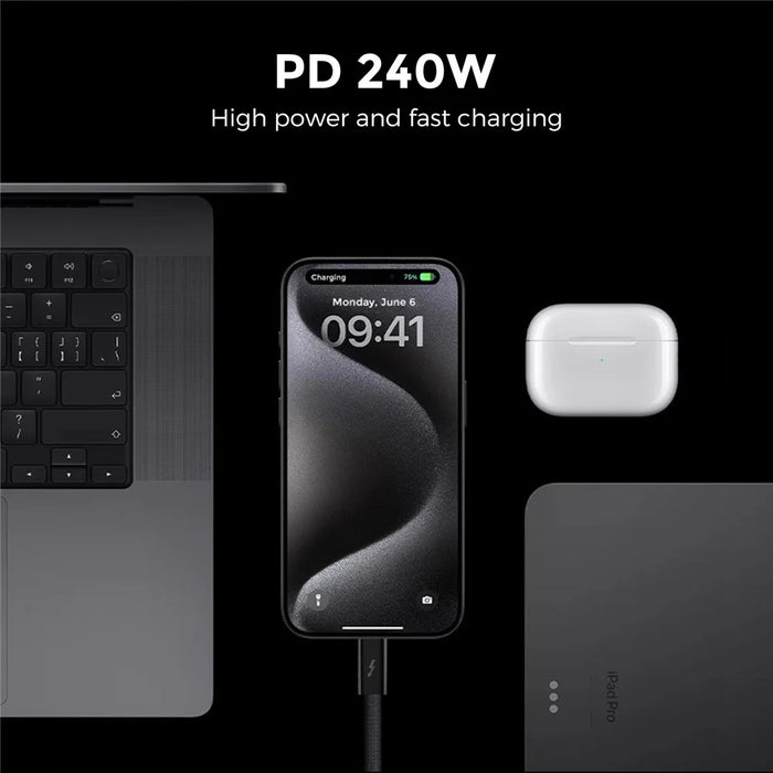 AHASTYLE XC03 1m USB-C Cable 240W Fast Charging Cord 40Gbps High Speed Data Cable Support 8K 60Hz - 4