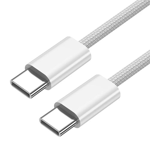 UC-072-SL-2.0M 65W Fast Charging Cable Type-C Male to Type-C Male USB 2.0 Data Cord (OD=3MM) - White - 1