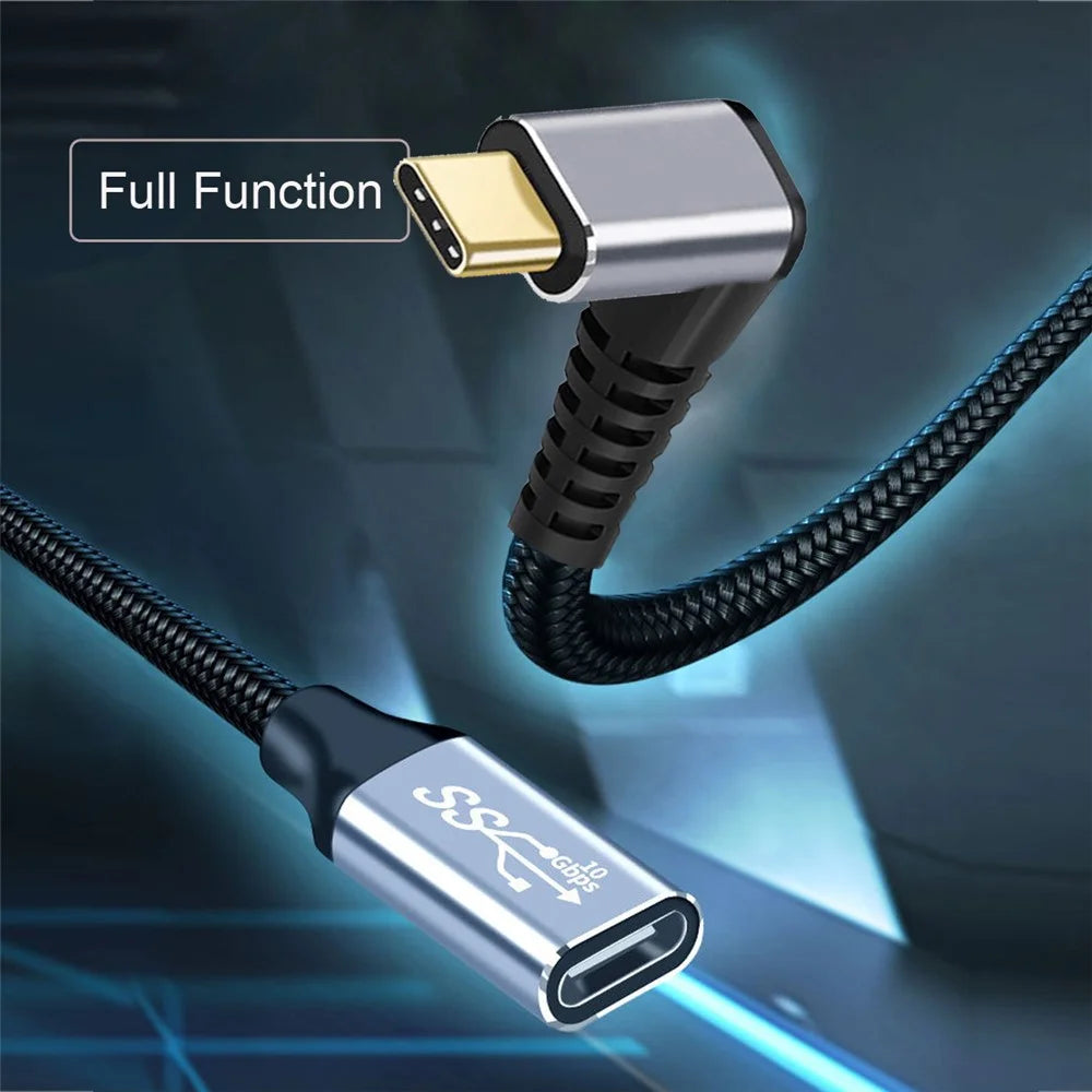 UC-058-UP-2.0M 2m 90-Degree Angled USB-C USB 3.1 Male to Female Extension Cord Aluminum Alloy Connector Data Cable - 4