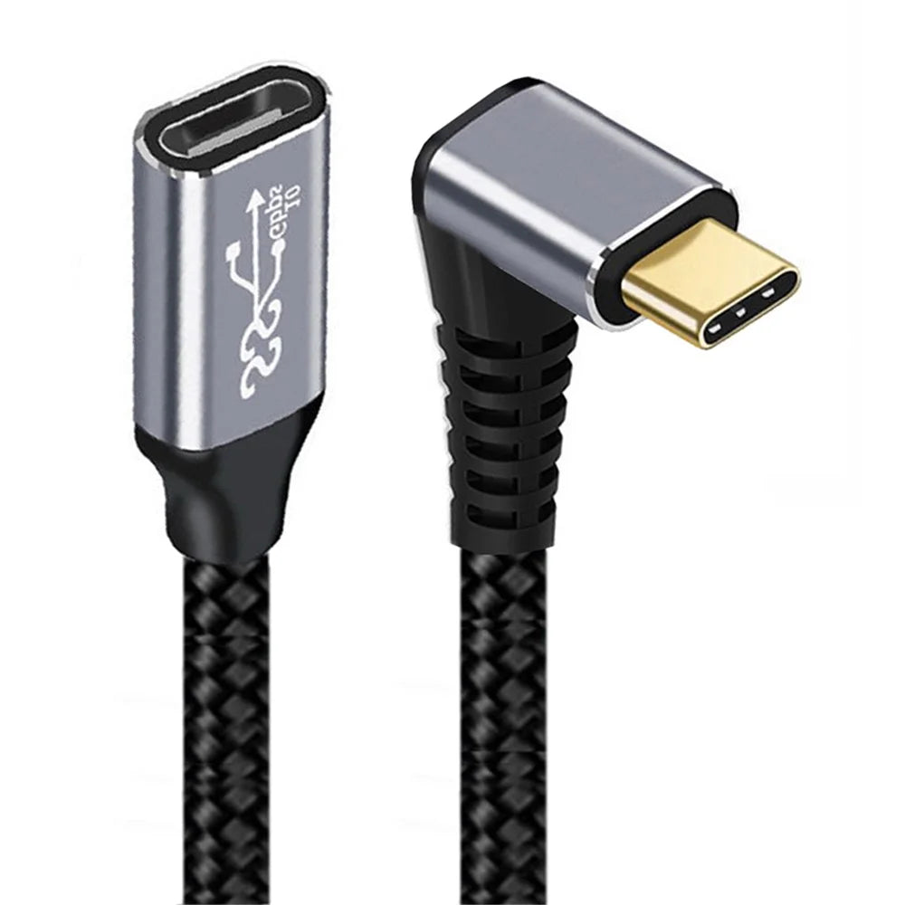 UC-058-UP-3.0M 3m 90-Degree Angled USB-C USB 3.1 Male to Female Cord Aluminum Alloy Connector Extension Cable - 1