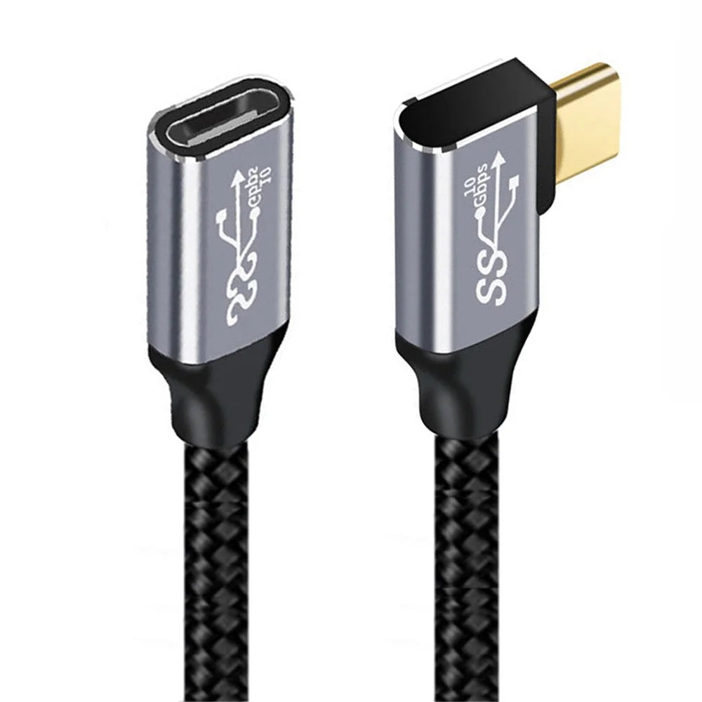 UC-058-RI-2.0M 2m 90 Degree Right Angled USB-C USB 3.1 Male to Female Cable Alloy Connector Extension Cable - 1