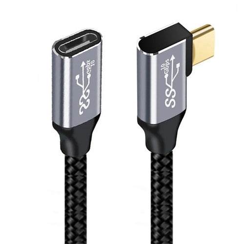 UC-058-RI-3.0M 3m 90 Degree Right Angled USB-C Male to Female Cable Alloy Connector Extension Cord - 1