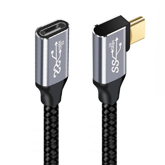 UC-058-RI-3.0M 3m 90 Degree Right Angled USB-C Male to Female Cable Alloy Connector Extension Cord - 1