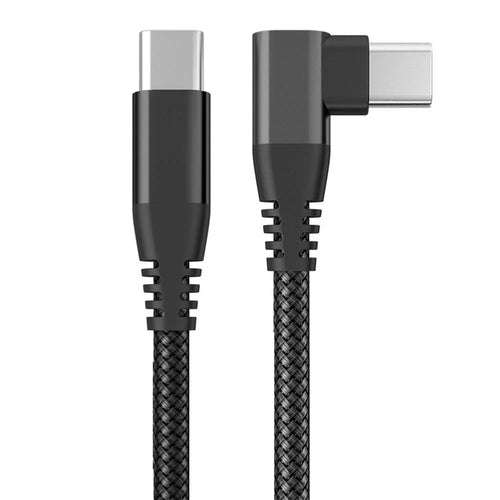 1m 90-Degree Right Angle Charging Cable USB 2.0 PD 60W Type-C to Type-C Data Syncing Cord - Black - 1