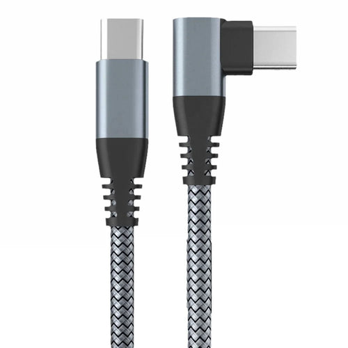 2m Type-C to Type-C Elbow Cable PD 60W Fast Charging Cord USB 2.0 Data Sync - Grey - 1