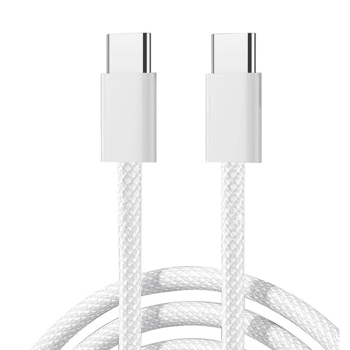JOYROOM S-A45 Ben Series Braided Fast Charging Data Cable 1m Type-C to Type-C 60W Charging Cord for iPhone 16-15 Series , White - 1