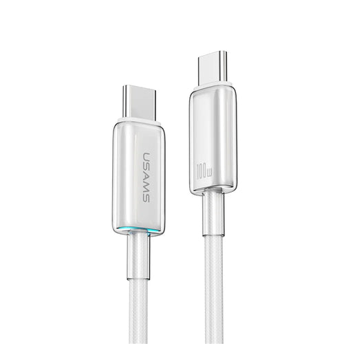 USAMS Cloud Series US-SJ660 1.2m Type-C to Type-C PD 100W Fast Charging Cable with Indicator Light - White - 1