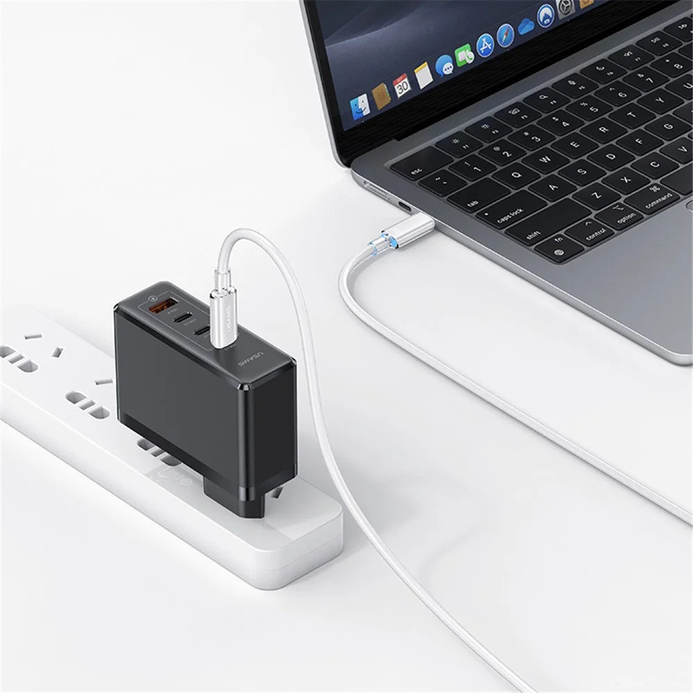 USAMS Cloud Series US-SJ660 1.2m Type-C to Type-C PD 100W Fast Charging Cable with Indicator Light - White - 3