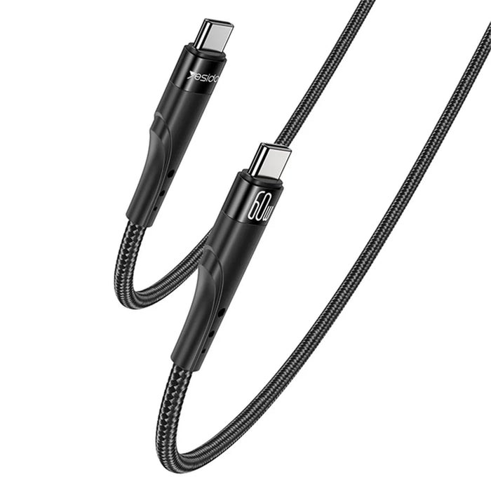 YESIDO CA116 3m Braided Data Cable PD 60W Type-C to Type-C Fast Charging Cable - 1