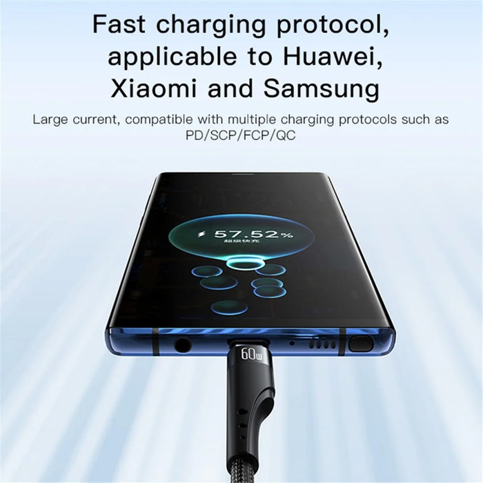 YESIDO CA116 3m Braided Data Cable PD 60W Type-C to Type-C Fast Charging Cable - 4