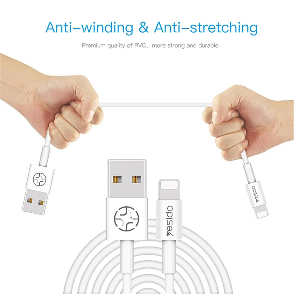 YESIDO CA22 2A Type-C Charging Cable Anti-Stretch PVC Flexible 1.2m USB Data Cable - 3