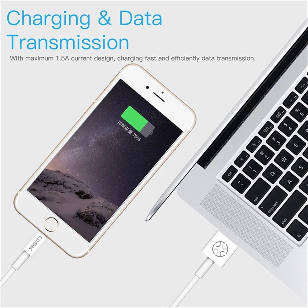 YESIDO CA22 2A Type-C Charging Cable Anti-Stretch PVC Flexible 1.2m USB Data Cable - 5