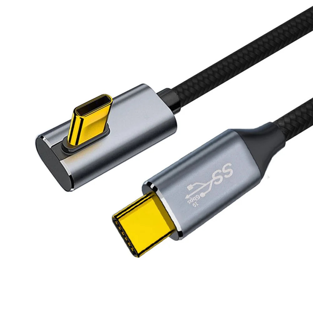 UC-064-LP-1.0M PD 100W Charging 90 Degree Low Profile Angled USB3.1 Type-C Male to Male 10Gbps Data Cable - 1
