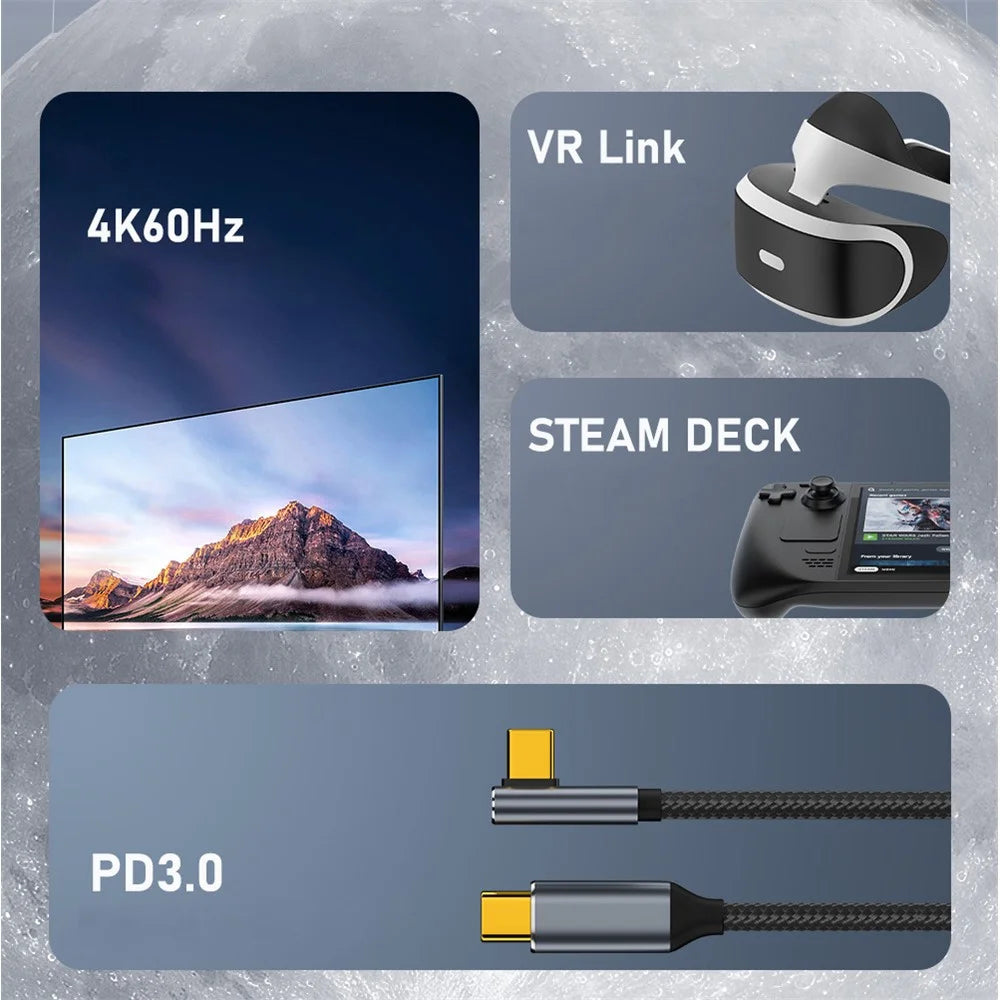 UC-064-LP-1.0M PD 100W Charging 90 Degree Low Profile Angled USB3.1 Type-C Male to Male 10Gbps Data Cable - 4