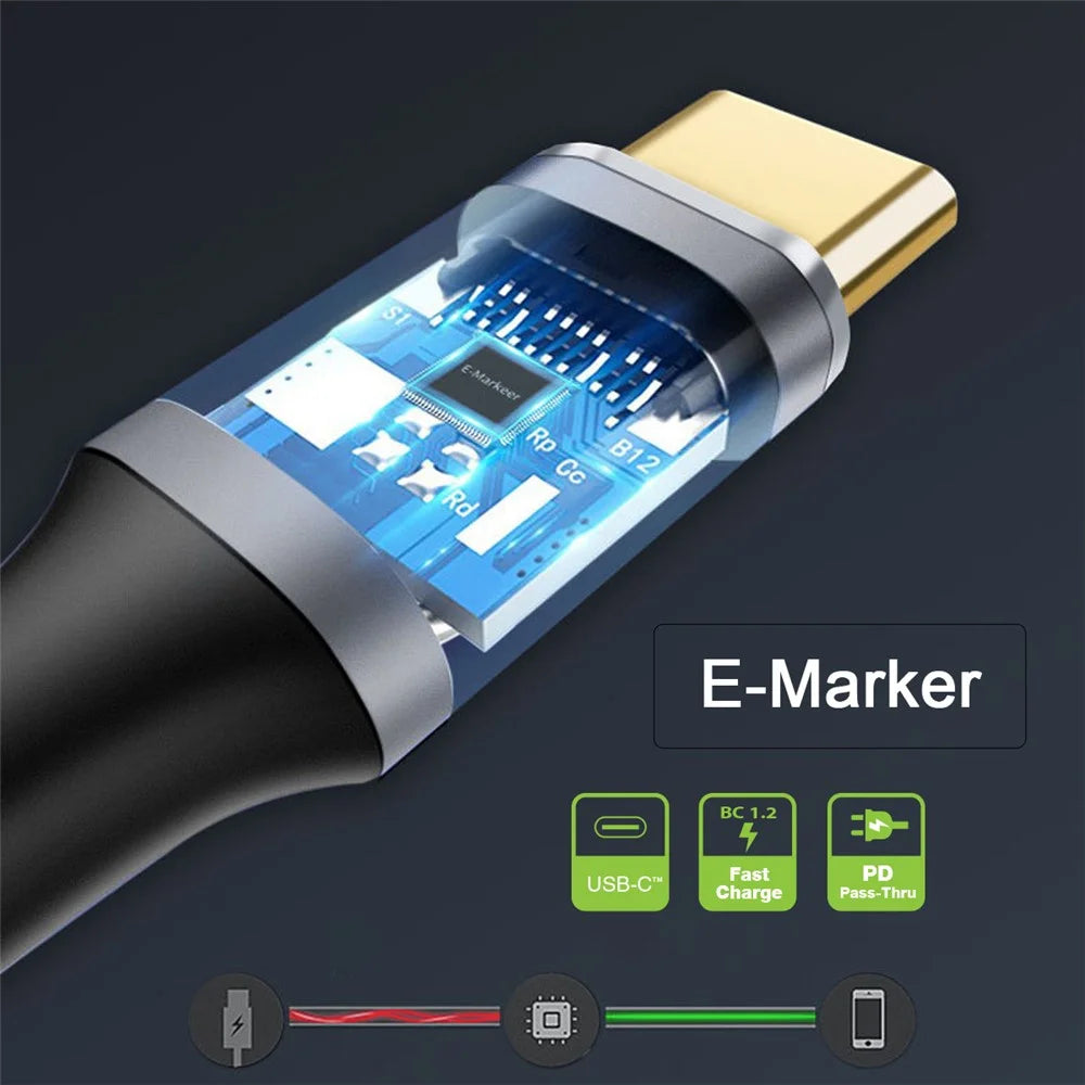 UC-064-LP-1.0M PD 100W Charging 90 Degree Low Profile Angled USB3.1 Type-C Male to Male 10Gbps Data Cable - 5