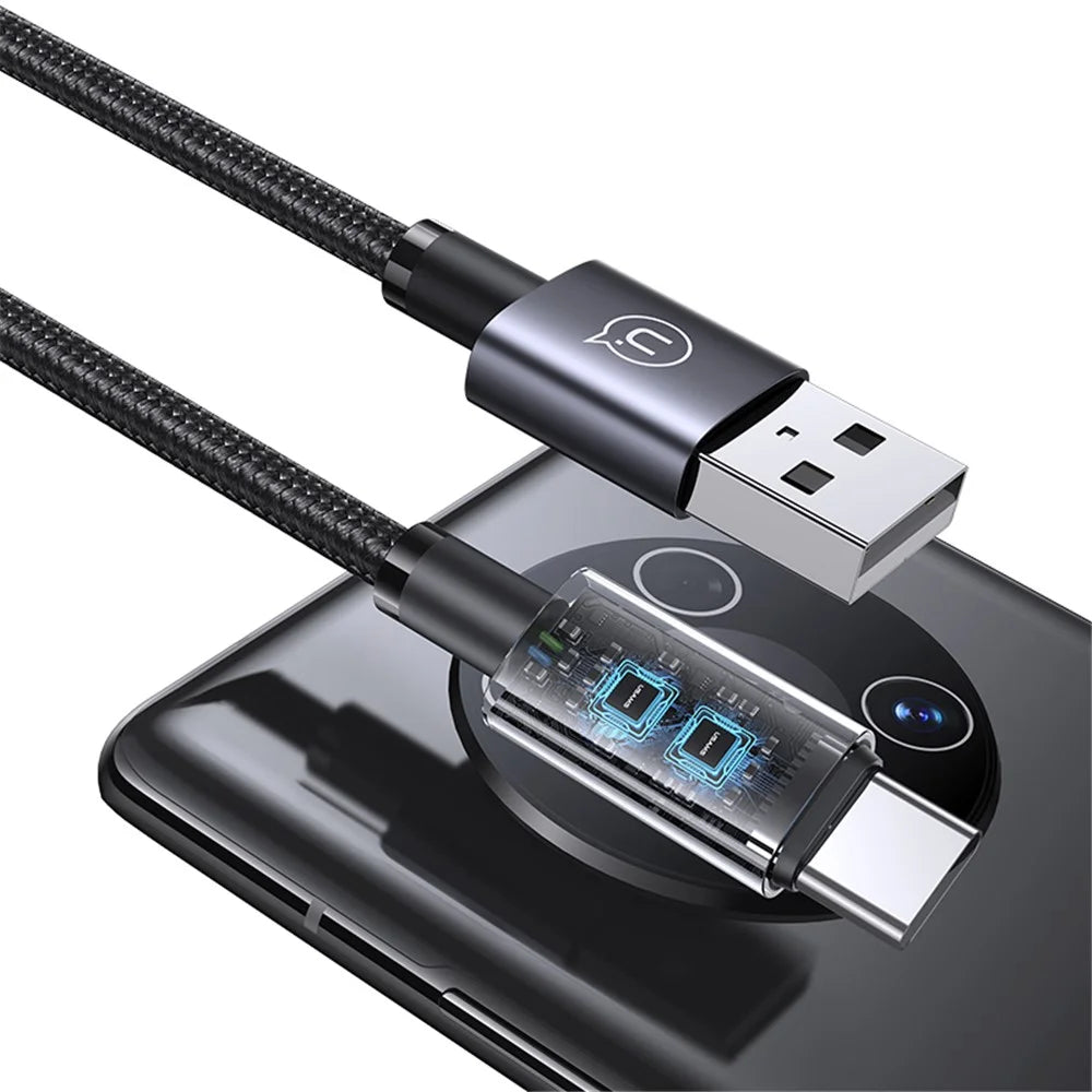 USAMS US-SJ663 Sufeng Series 1.2m USB-A to Type-C 3A Fast Charging Aluminum Alloy Data Cable - Tarnish - 3