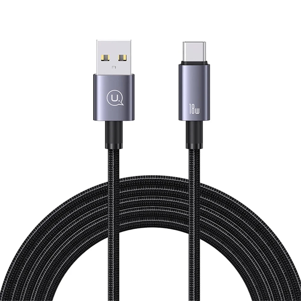 USAMS US-SJ663 Sufeng Series 1.2m USB-A to Type-C 3A Fast Charging Aluminum Alloy Data Cable - Tarnish - 5