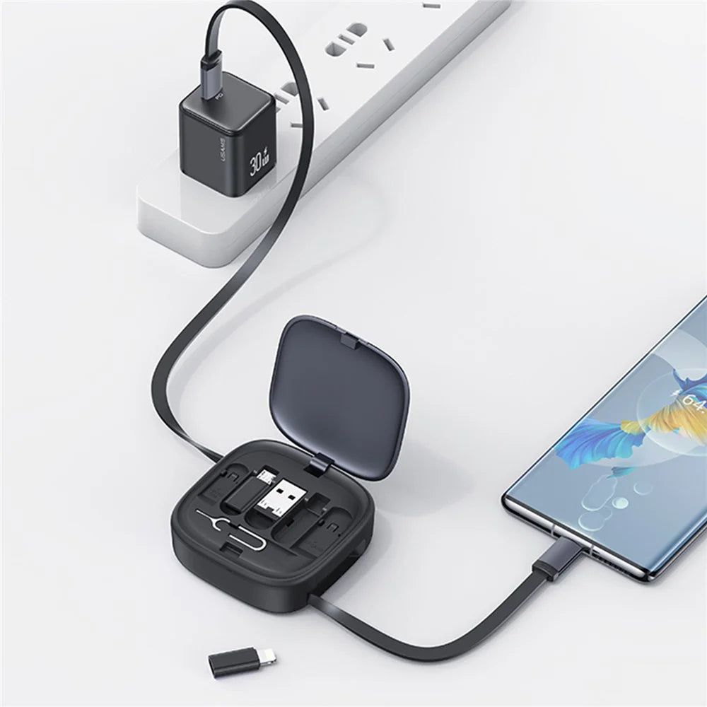 USAMS US-SJ650 U87 1m 60W USB / Type-C to Type-C / Micro / IP Fast Charging Cable with Storage Set Box - Tarnish - 6