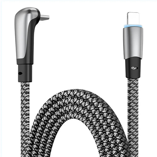 ENKAY 2m PD 30W Fast Charging Cable Angled Type-C to Lightning Charging Cord for iPhone iPad - 1