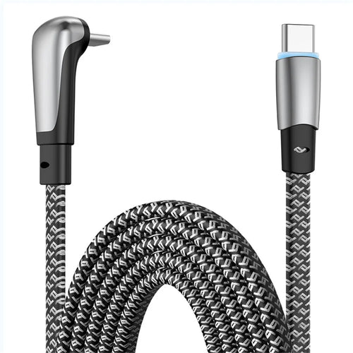 ENKAY 1.2m Angled Type-C to Type-C PD 65W Fast Charging Cable Flat Cord with Indicator Light - 1