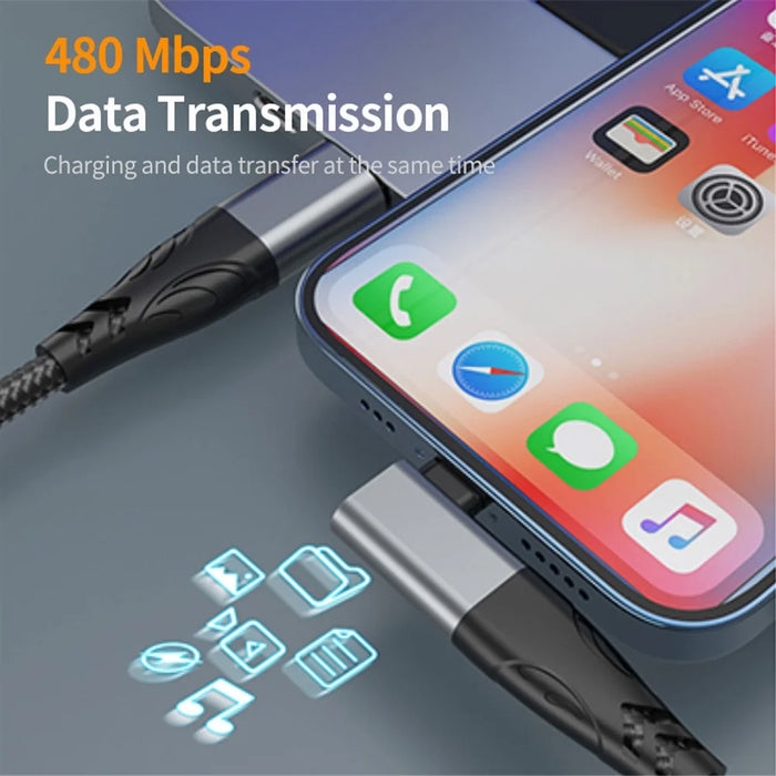 ENKAY 2m 4 in 1 USB / Type-C to iP / Type-C Nylon PD 100W Fast Charging Cable with E-Marker Chip - 5