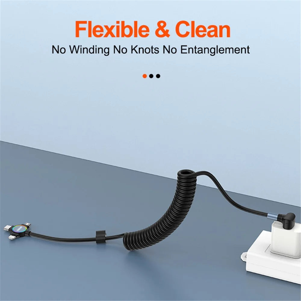 ENKAY 1.5m USB to Type-C / iP /  Micro USB TPU Spring Cable 66W Fast Charging Cable with Indicator Light - Style A - 2