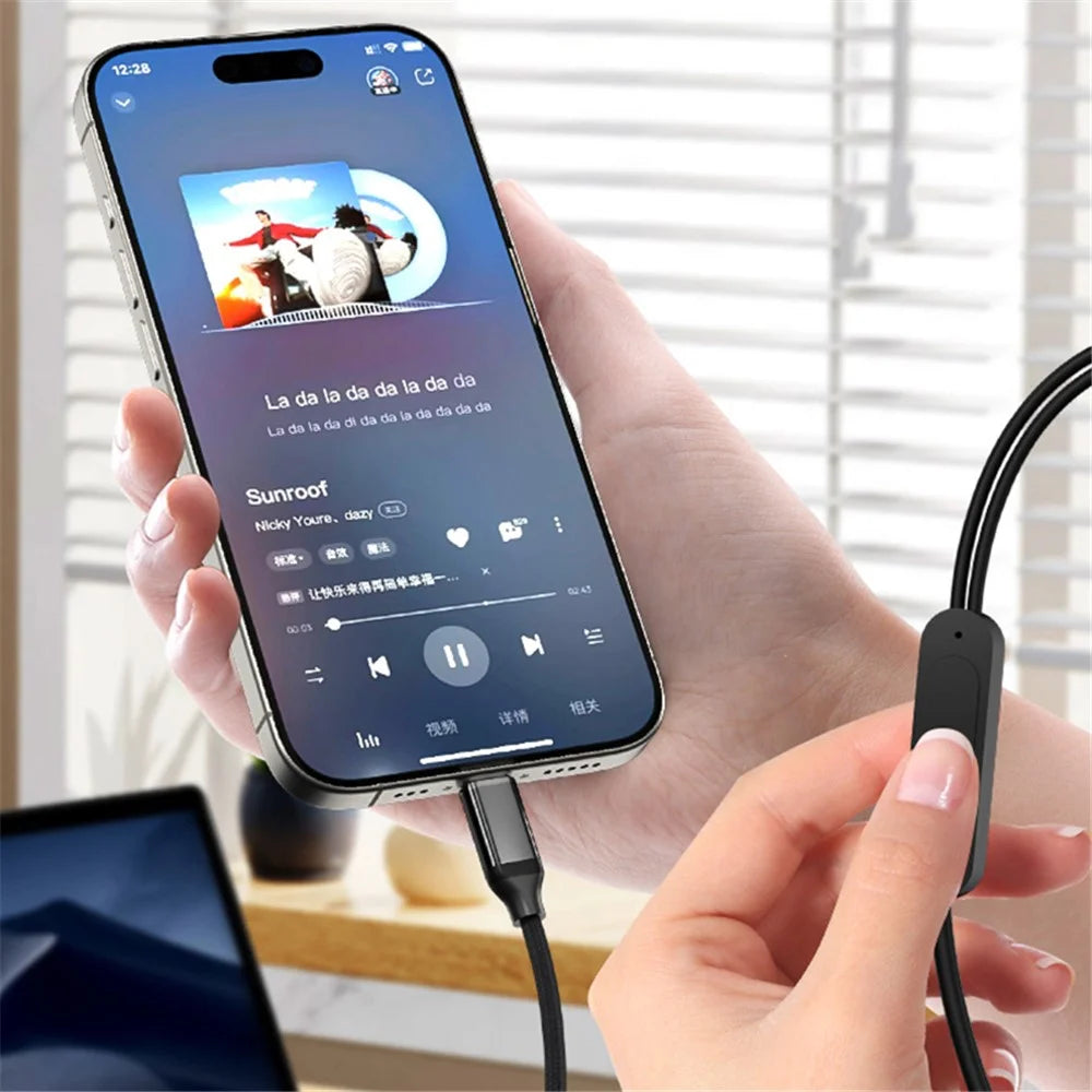 TIANSTON For iPhone 15 Type-C Male to 3.5mm Female Headphone Adapter Audio Cable - 3