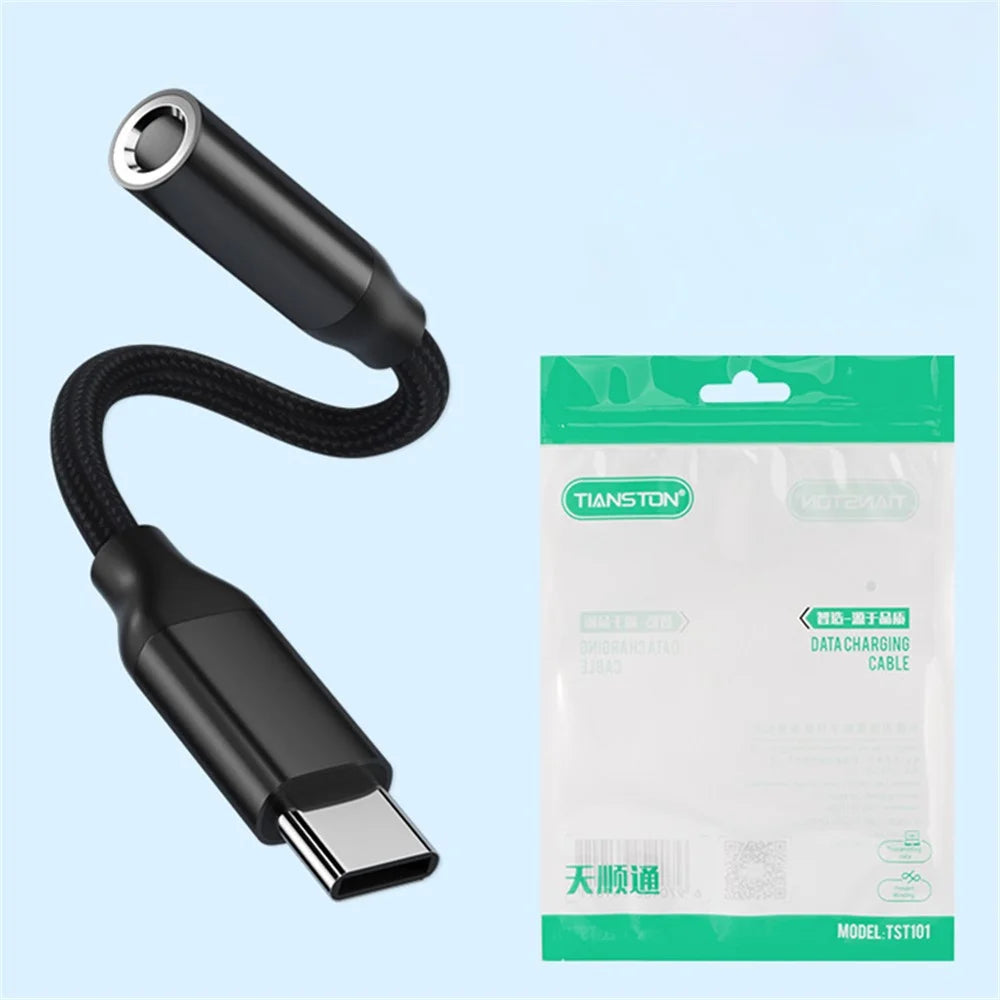 TIANSTON For iPhone 15 Type-C Male to 3.5mm Female Headphone Adapter Audio Cable - 7