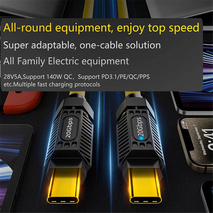 0.2m 140W 20Gbps 8K 60Hz Audio Video Transmission USB3.2 Type-C Data Cable - 2