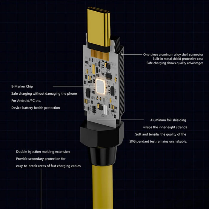 0.2m 140W 20Gbps 8K 60Hz Audio Video Transmission USB3.2 Type-C Data Cable - 7