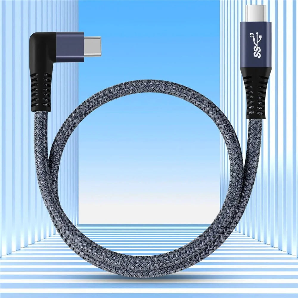 0.5m 100W USB-C to USB-C Braided Cable, Right Angle Type-C Fast Charging Data Cable, 20Gb / s, 4K 60Hz - 3